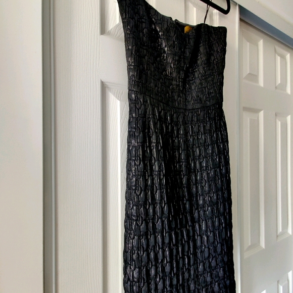 ❤️NICOLE MILLER Black Brocade Strapless Dress - Picture 10 of 13